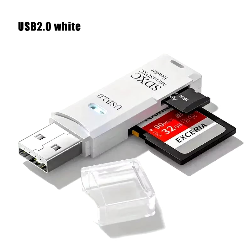 Robust 2-In-1 USB 3.0 2.0 Micro SD Card Reader High Speed Data Transmission up to 5Gbps Compatibility Multiple for PC Camera