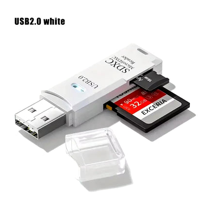Robust 2-In-1 USB 3.0 2.0 Micro SD Card Reader High Speed Data Transmission up to 5Gbps Compatibility Multiple for PC Camera