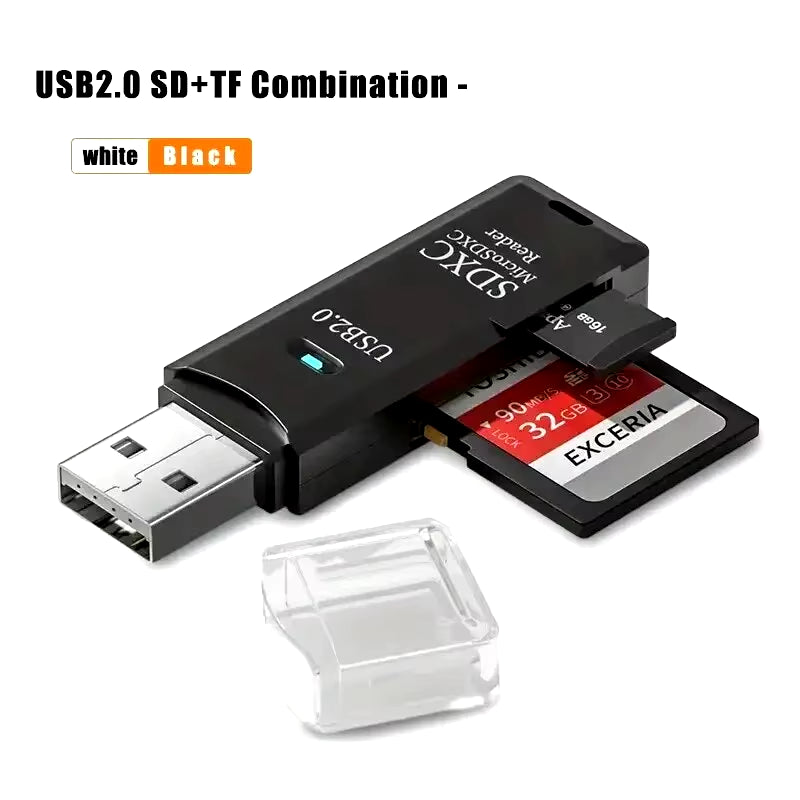 Robust 2-In-1 USB 3.0 2.0 Micro SD Card Reader High Speed Data Transmission up to 5Gbps Compatibility Multiple for PC Camera